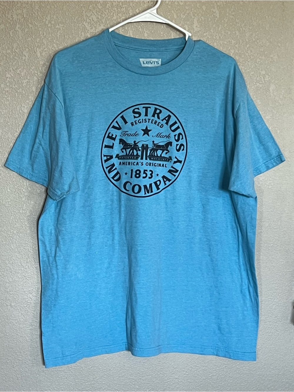 Levi's Men's Teal Blue Graphic Logo Short Sleeve Tee